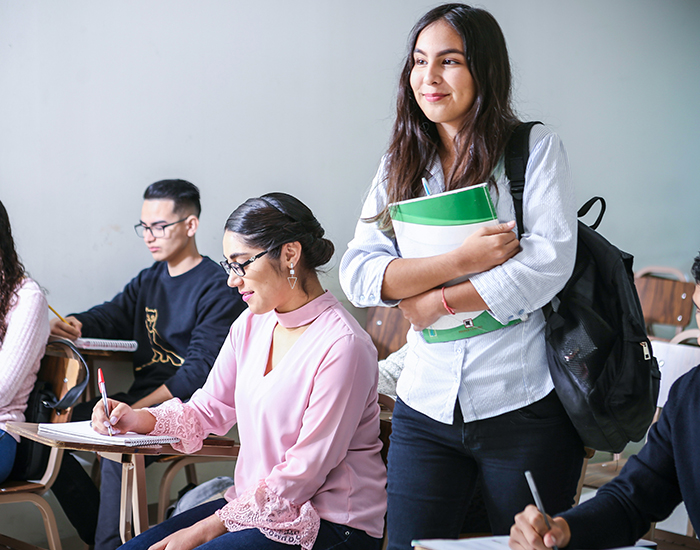 Students in class learning.