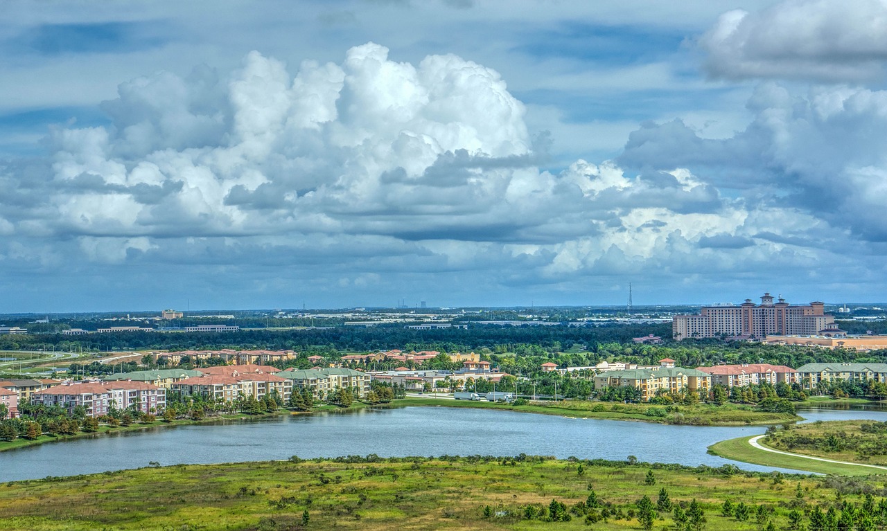 A picture of the city of Framingham from a hillside.